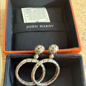 John Hardy Silver Textured Hoop Earrings